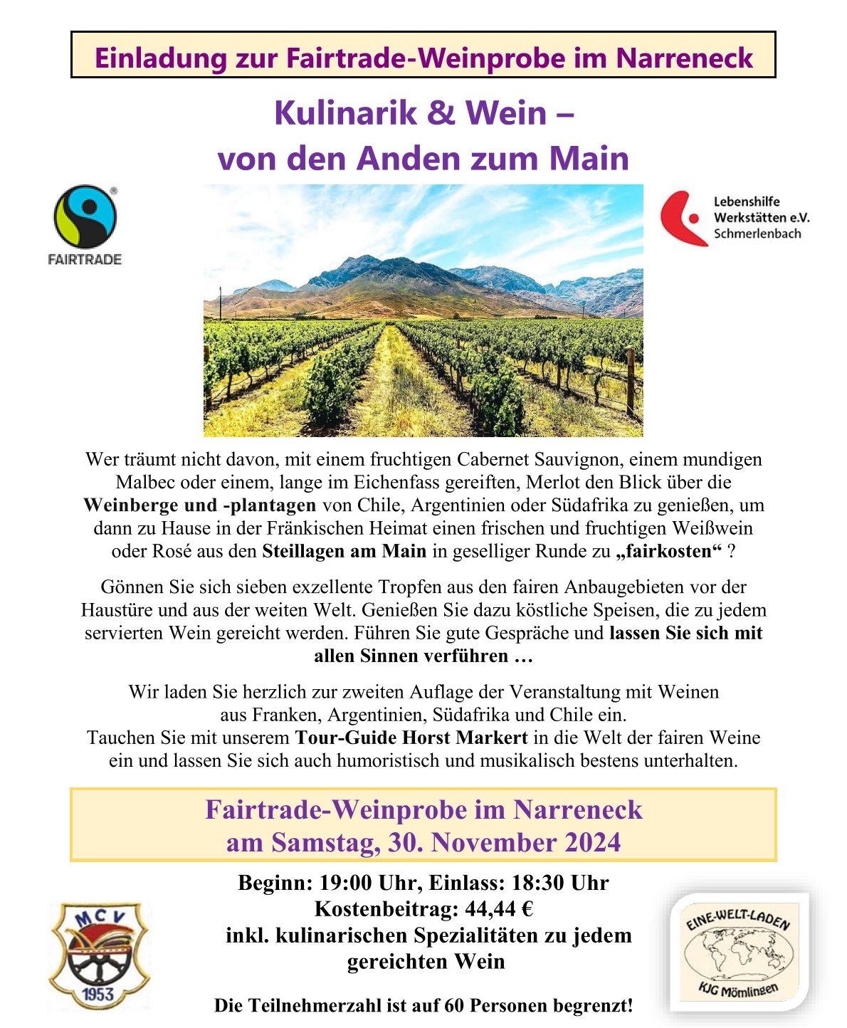 Kulinarik und Wein Plakat